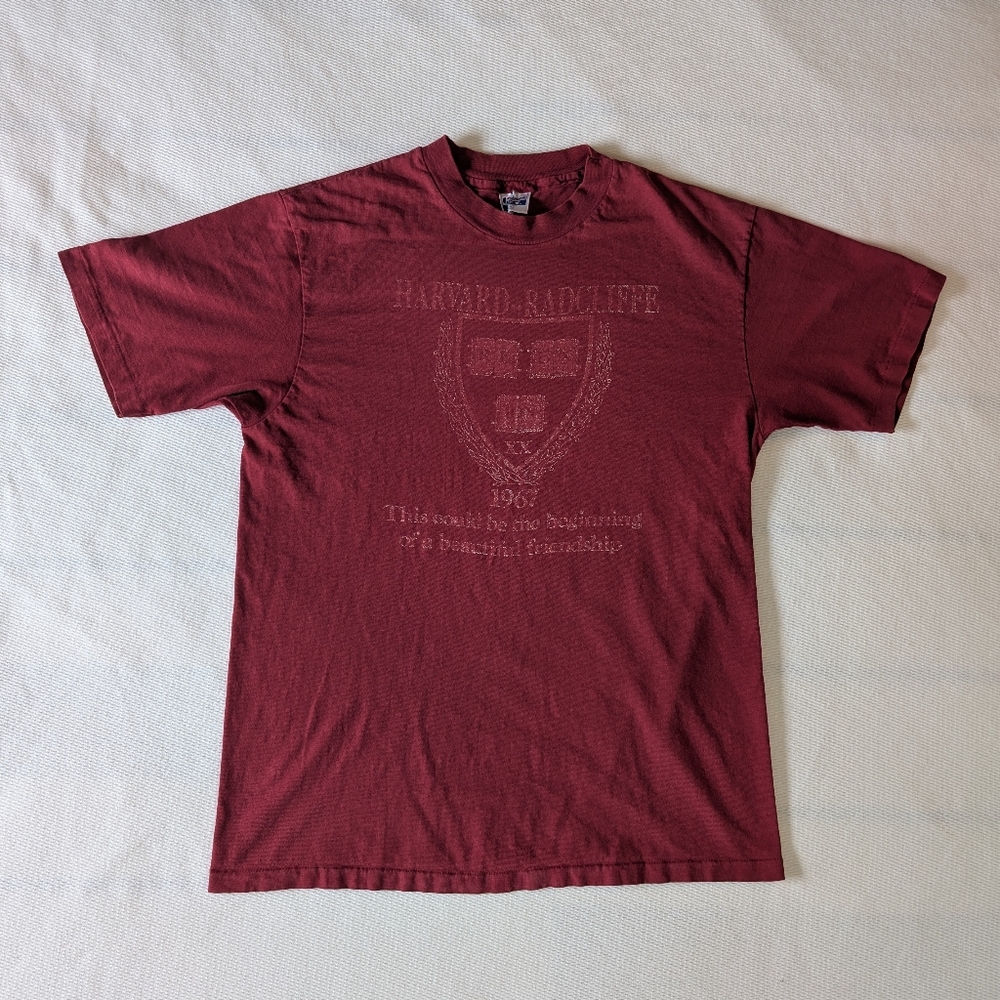 VINTAGE 1967 Harvard-Radcliffe University Crest T-Shirt L